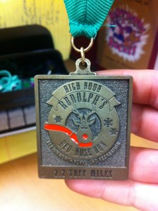 A proud reminder to never give up on a race but to also never eat heavy foods before a race!