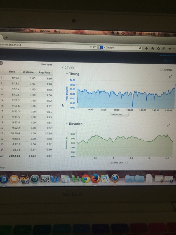 This top chart is the elevation chart for the Hospital Hill Half and below the chart for the Lincoln Half. Despite the rain and amount of hills, I beat my Lincoln Half time. It was my second fastest half of 5 halfs this spring. And it was only 3 min slower than my fastest which was the super flat Garmin half marathon. THIS is why I am the Hill Master. 