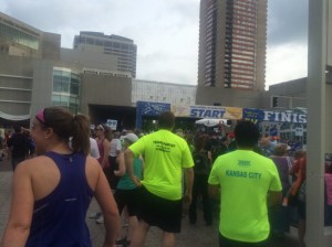 Getting ready to start the 5k on Friday evening. Heat and humidity included, of course.