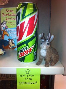 In my cubicle because there might be a day I need to bust open the tall boy...